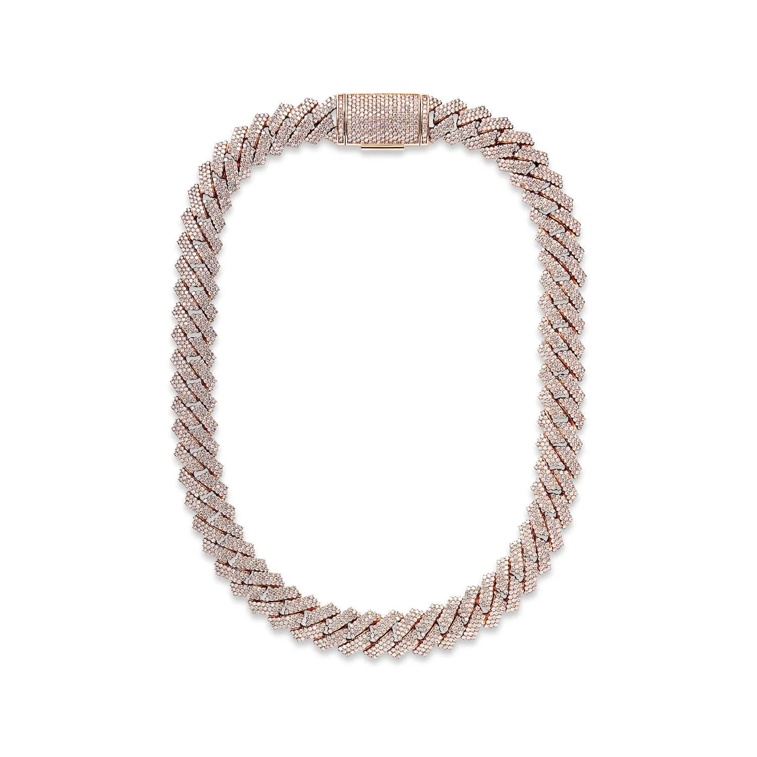 Mason 57 Carats Round Brilliant Diamond Cuban Link Chain in Rose Gold for Men