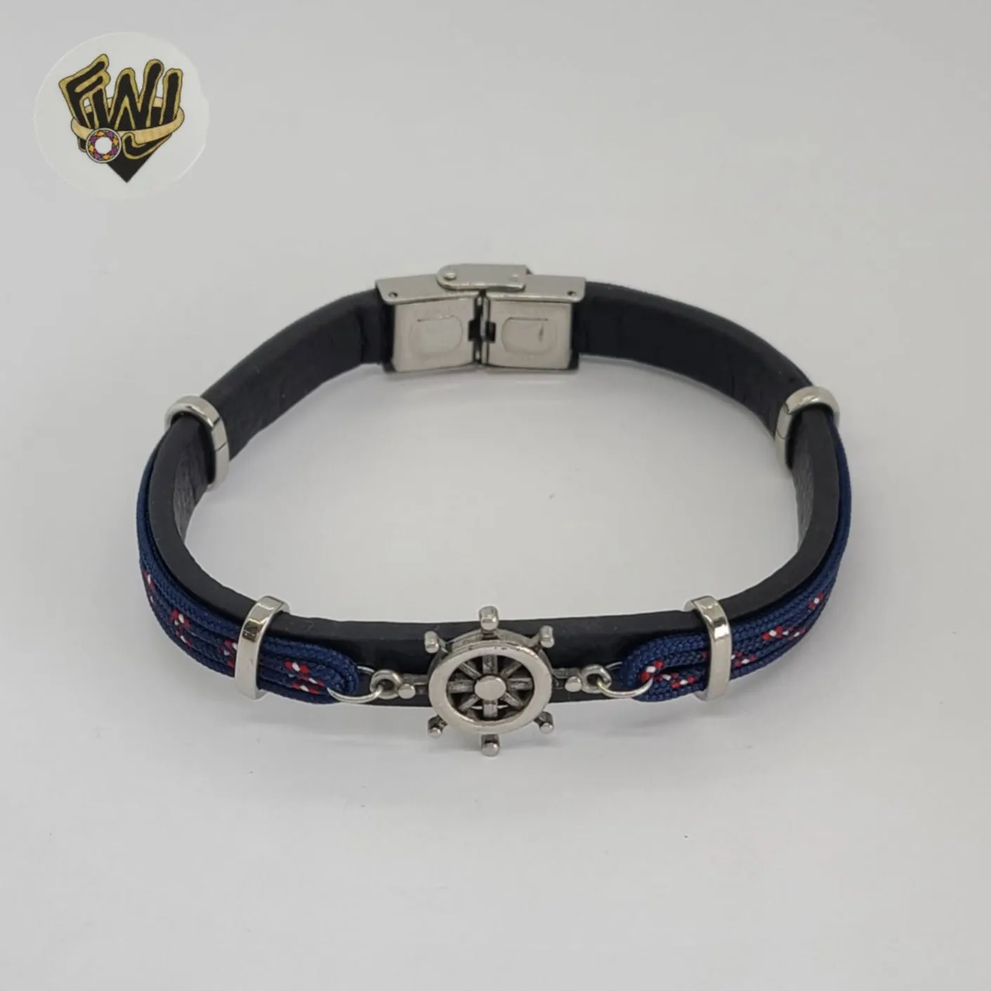 (MBRA-18-S) Stainless Steel - Leather Men Bracelet.