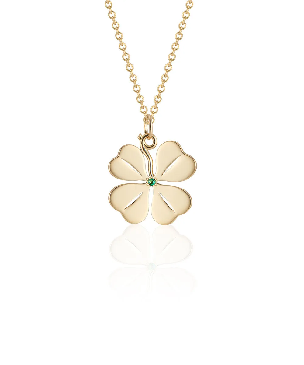 Medium Four Leaf Clover Pendant, Emerald