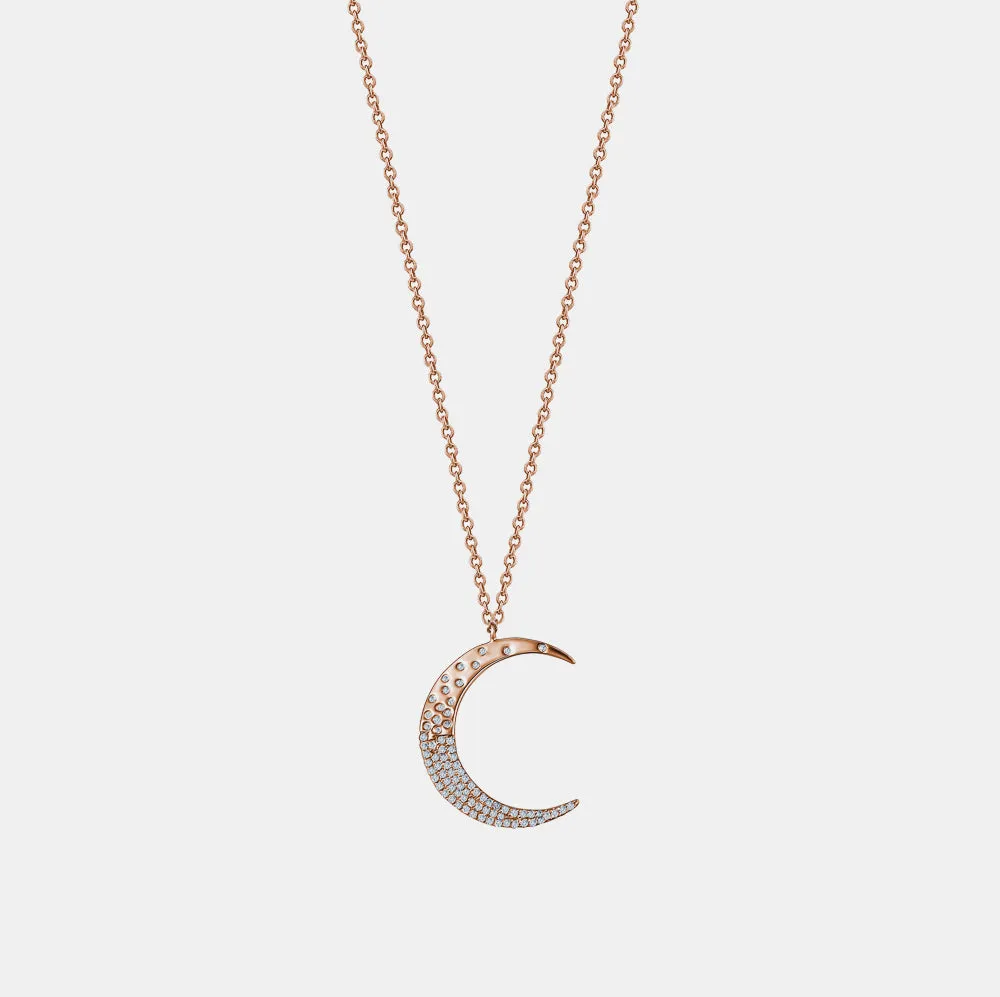 Mega Diamond Half Moon Necklace