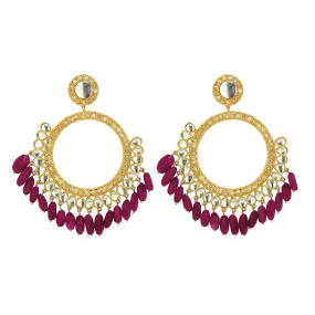 Mehfil Earrings - Rani Pink Hued Stone