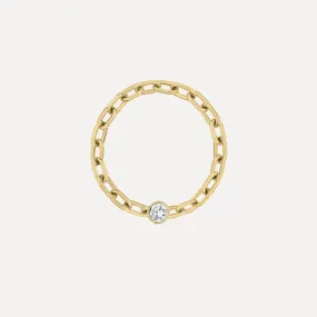 Mini Long Link Chain Ring with Diamond Bezel