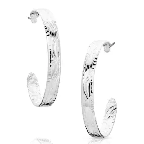 Montana Silversmiths Timeless Elegance Chiseled Hoop Earrings