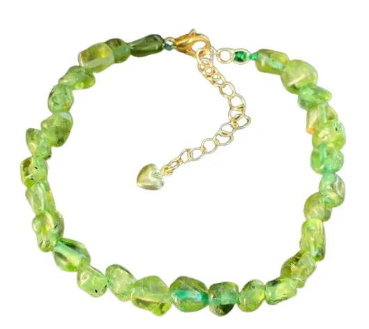 Natural Peridot Olivine Crystal Bracelet and Necklace