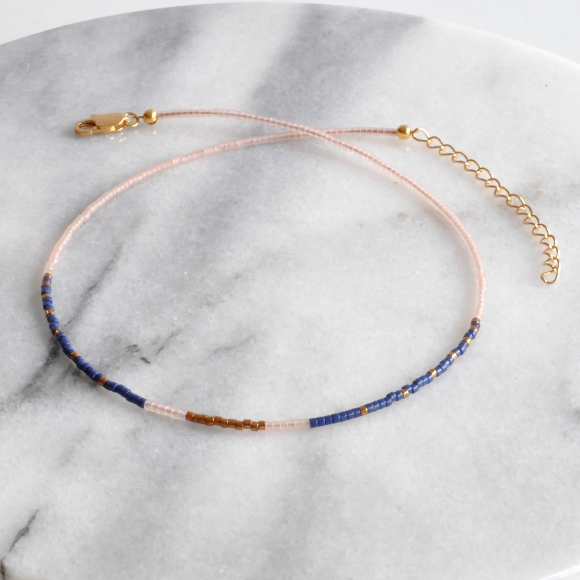 Navy and Blush Choker Necklace