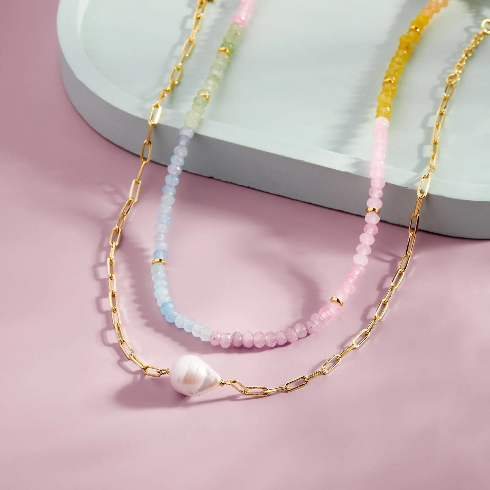 Ombre Rainbow Bead Choker