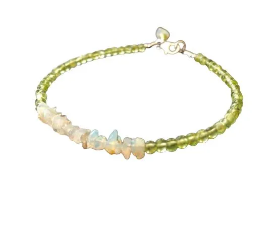 Opal & Peridot Gemstone Dainty  Bracelet