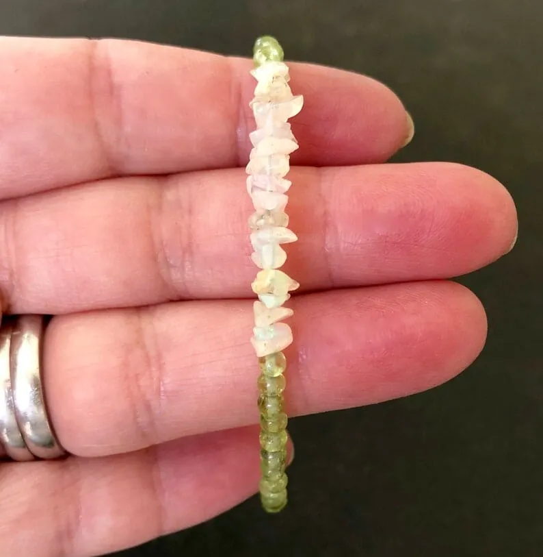 Opal & Peridot Gemstone Dainty  Bracelet