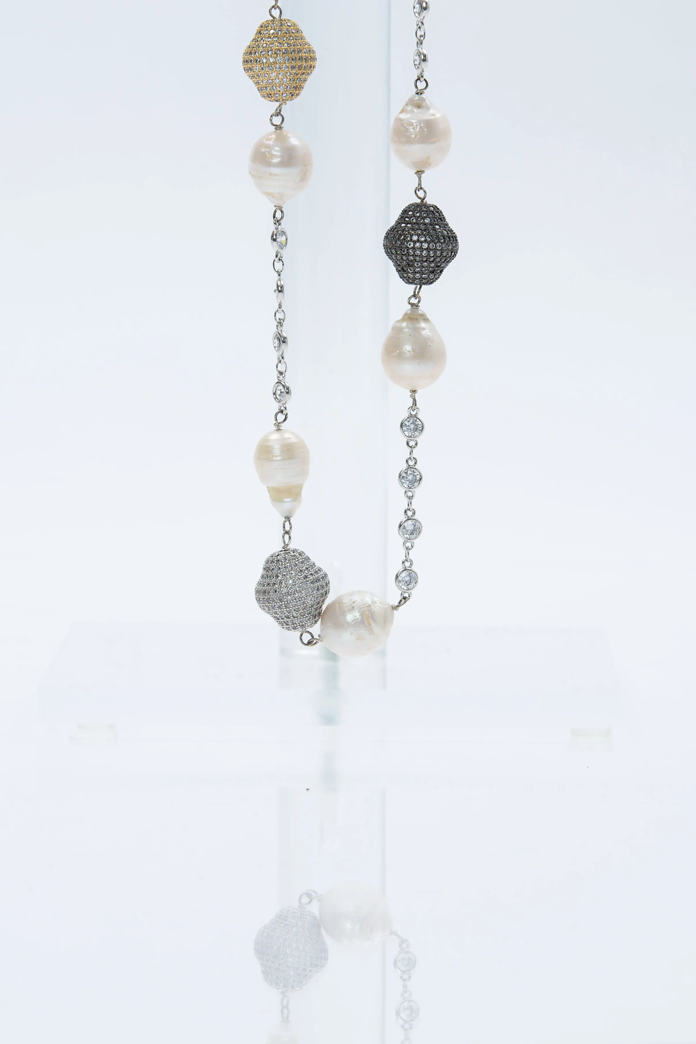 Oxana Necklace (Pearl & Tri Color Nuggets)