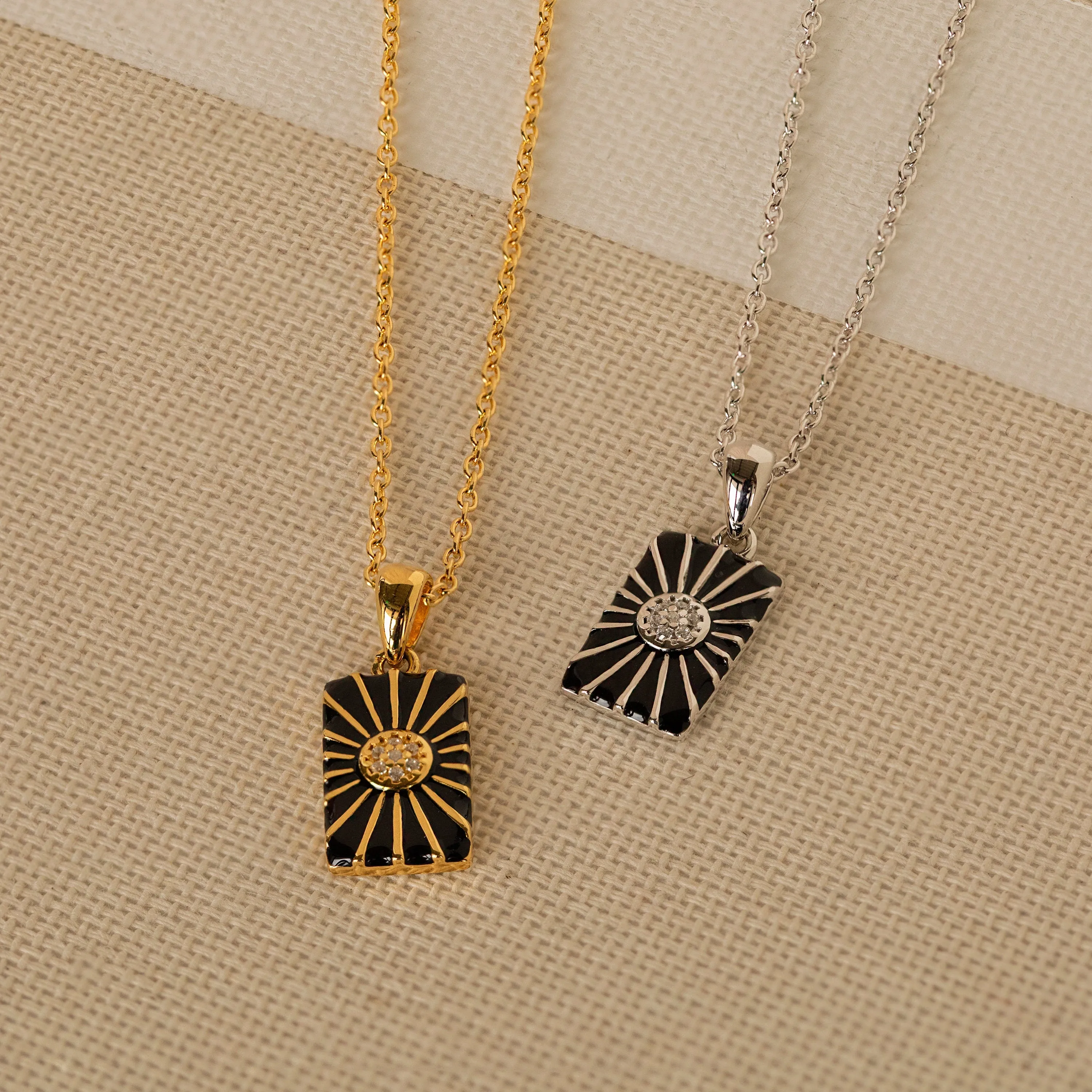 Pave Black Sun Necklace