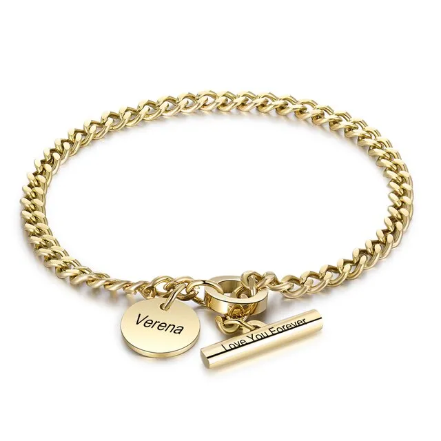 Personalized Engraving Name Toggle Bracelet