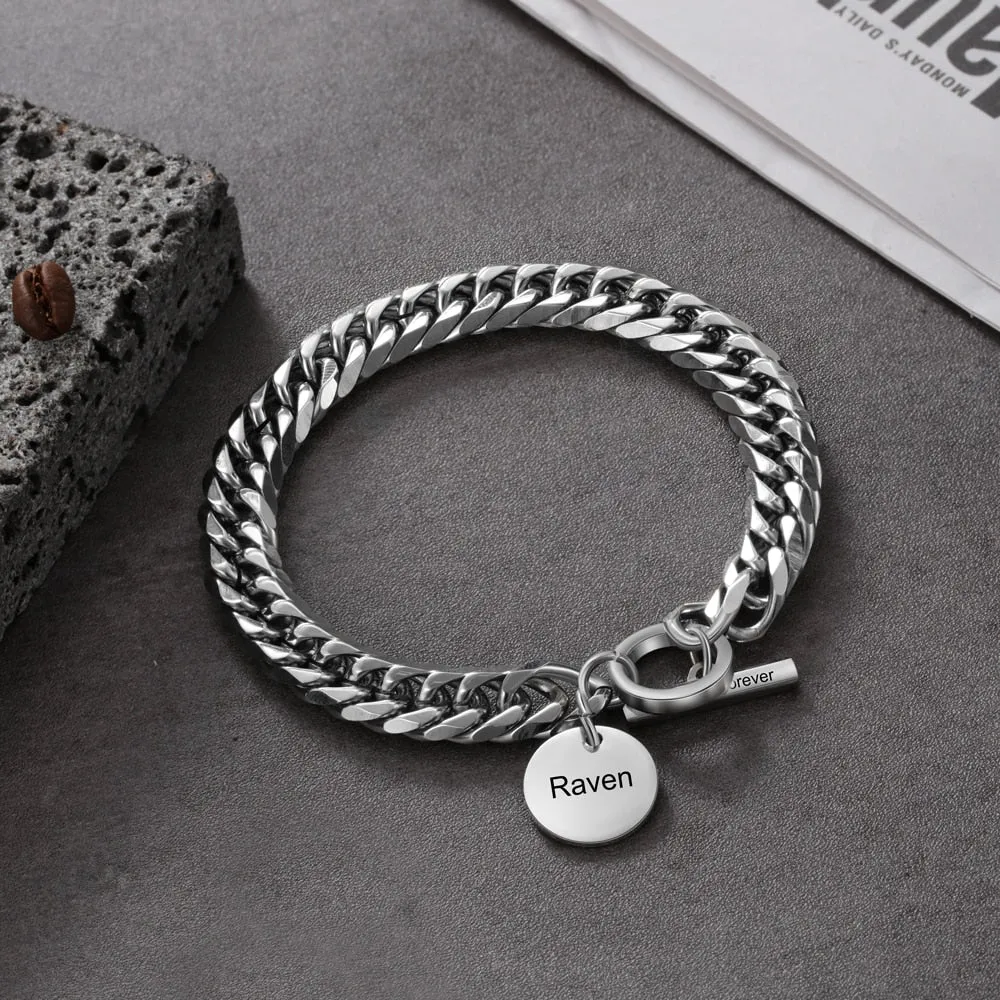 Personalized Engraving Name Toggle Bracelet