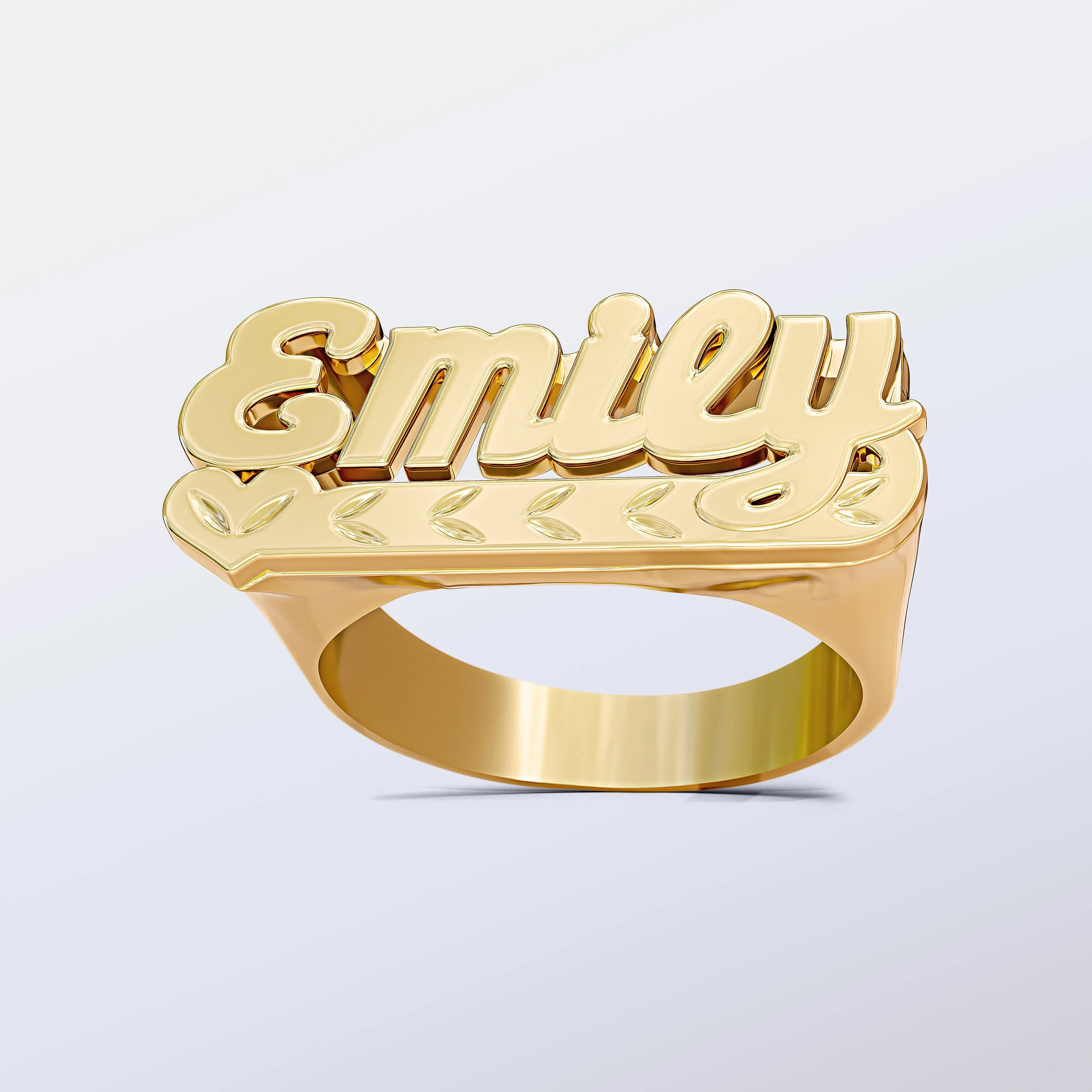 Personalized Name Ring w/ Diamond Cut Emily