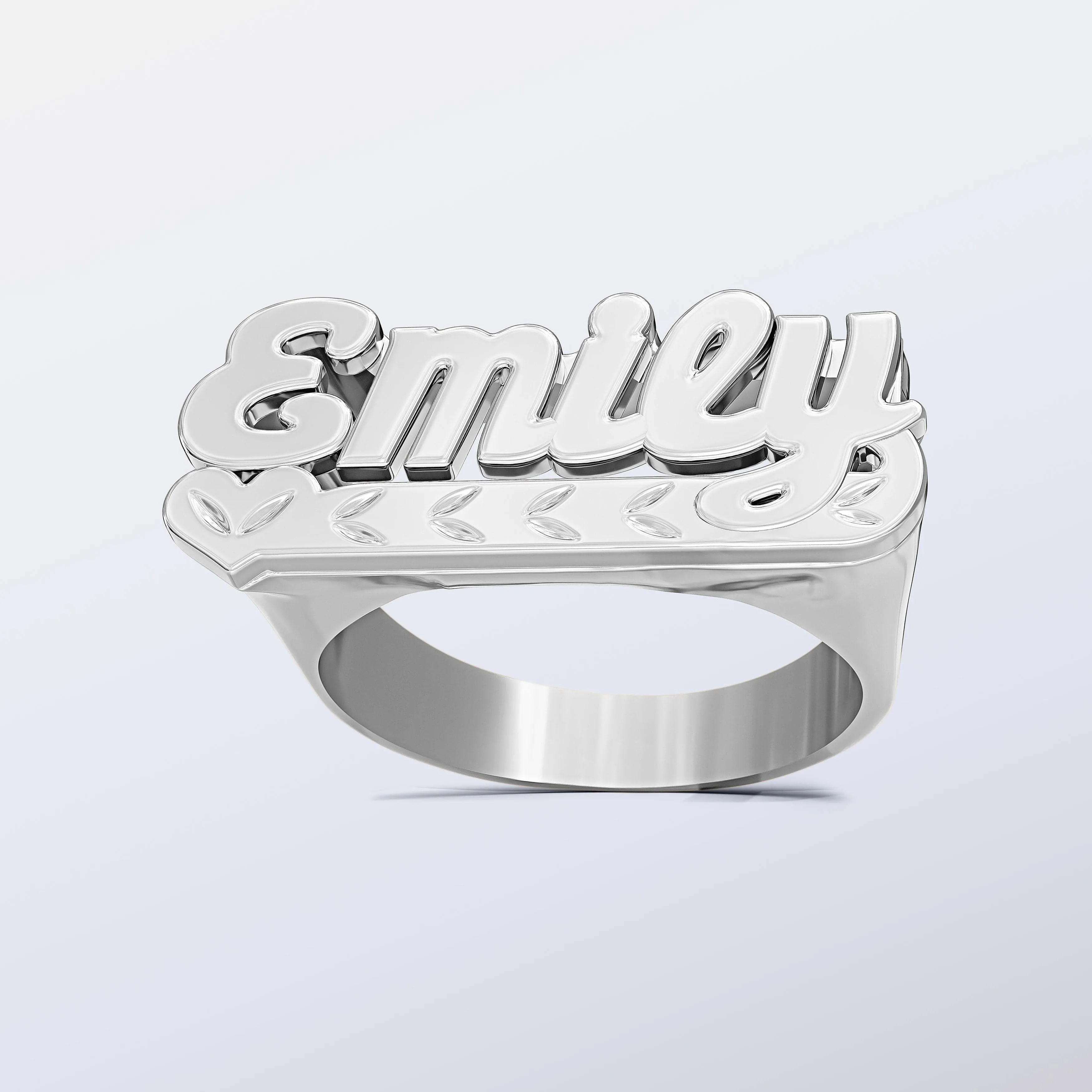 Personalized Name Ring w/ Diamond Cut Emily