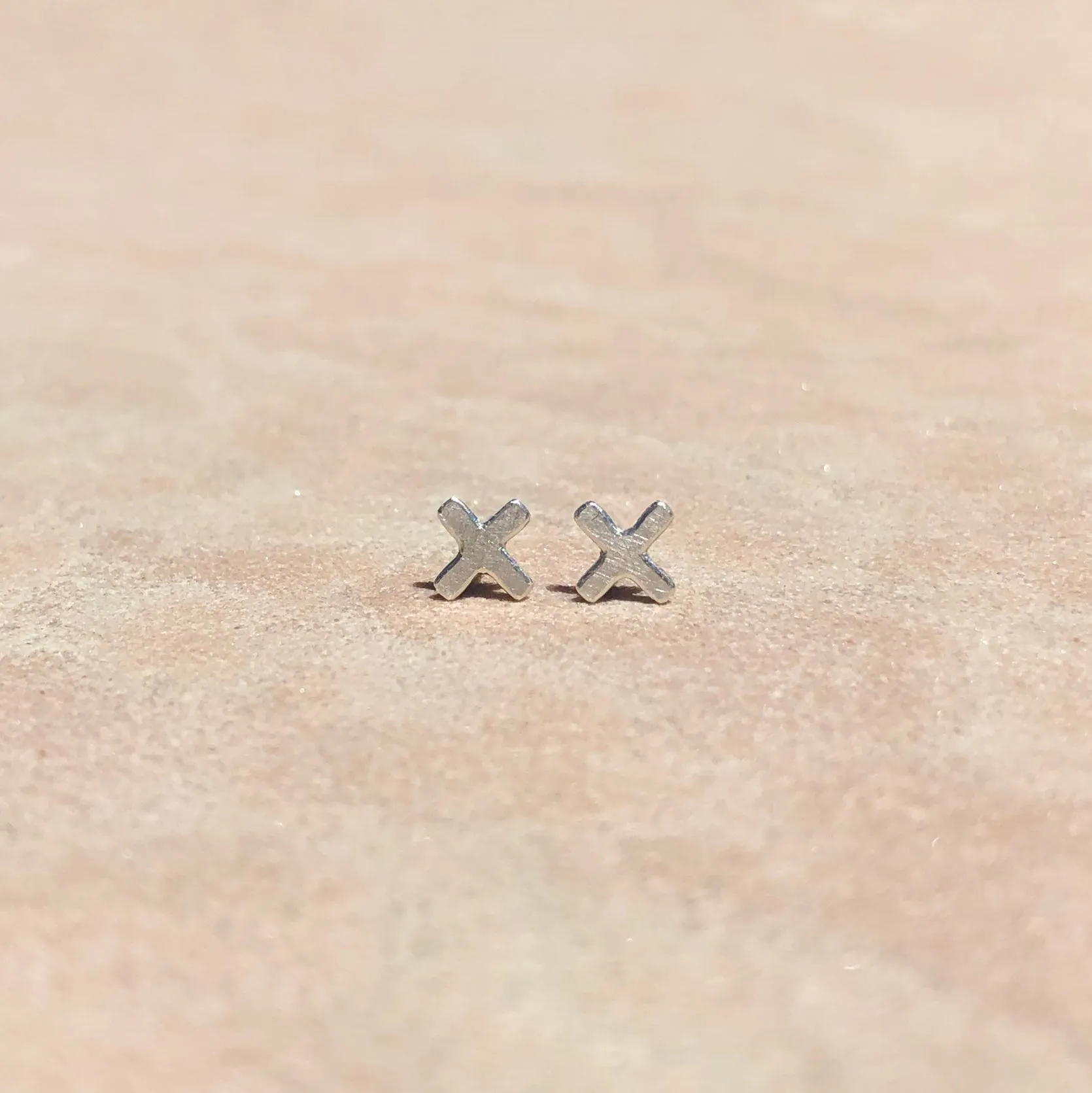 Positive stud earrings in sterling silver, small