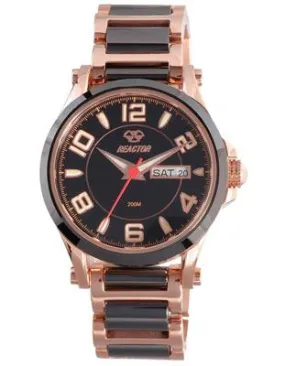 Reactor Ladies Crystal Watch - Black & Rose Gold-Tone - Day / Date - 200m