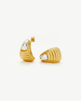 Ridge Oversized Stud Earrings | Mixed Metal