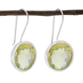 Riyo Beguiling Sterling Silver Earring For Women Lemon Quartz Earring Bezel Setting Yellow Earring Dangle Earring