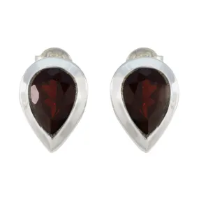 Riyo Drop-Dead Gorgeous 925 Sterling Silver Earring For Demoiselle Garnet Earring Bezel Setting Red Earring Stud Earring