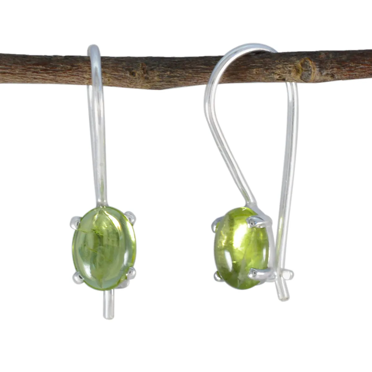 Riyo Drop-Dead Gorgeous Sterling Silver Earring For Wife Peridot Earring Bezel Setting Green Earring Dangle Earring