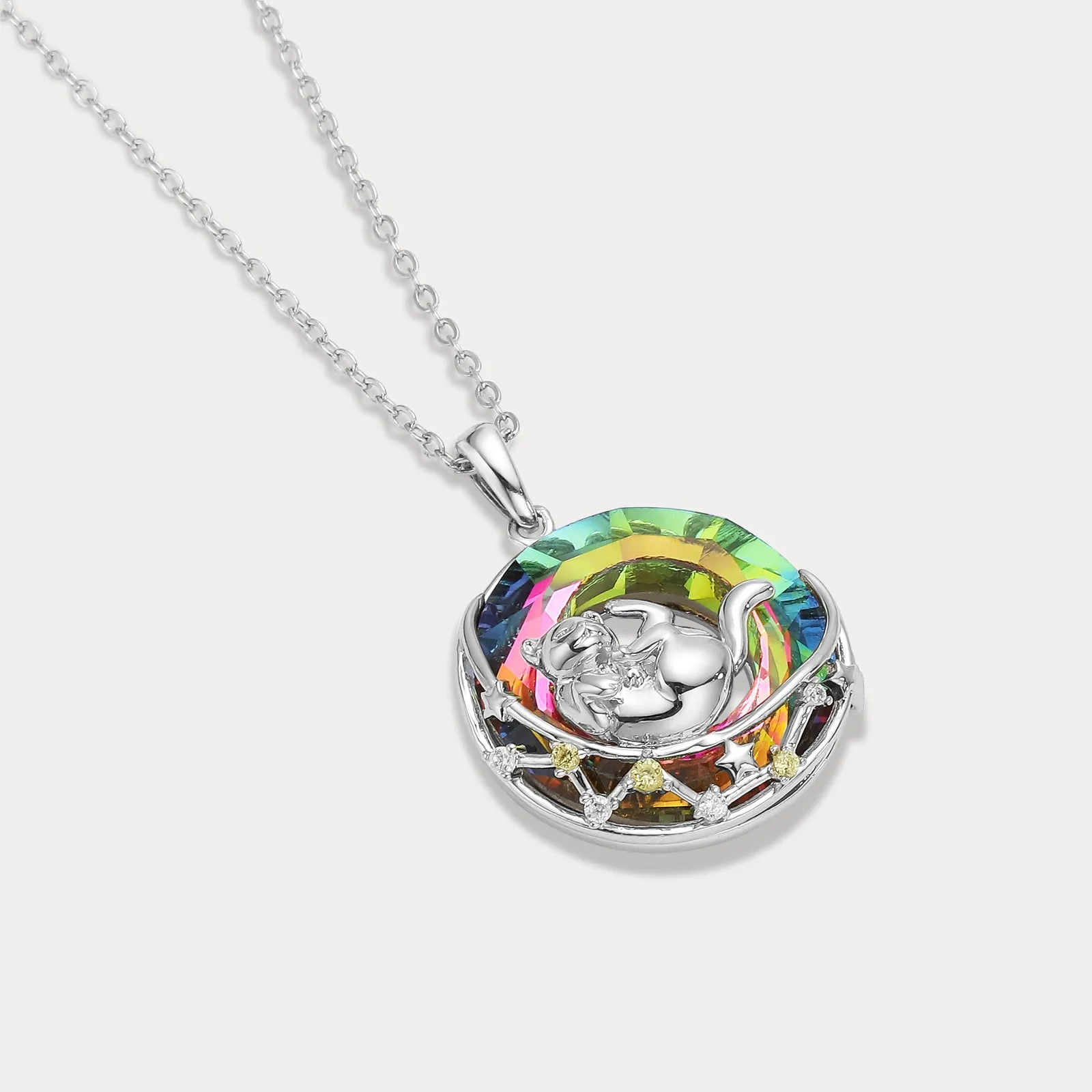 Rolling Cat On the Moon Necklace