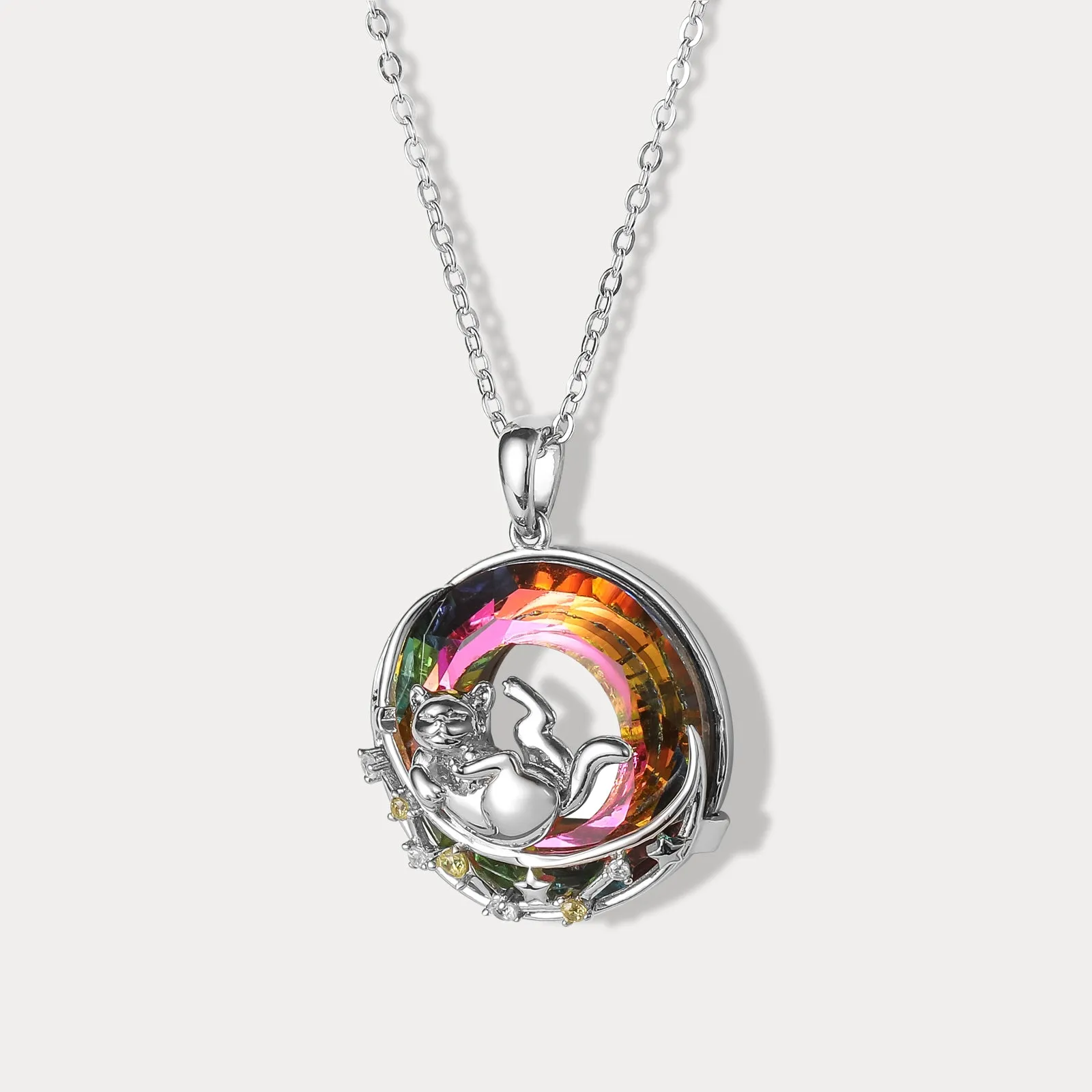 Rolling Cat On the Moon Necklace