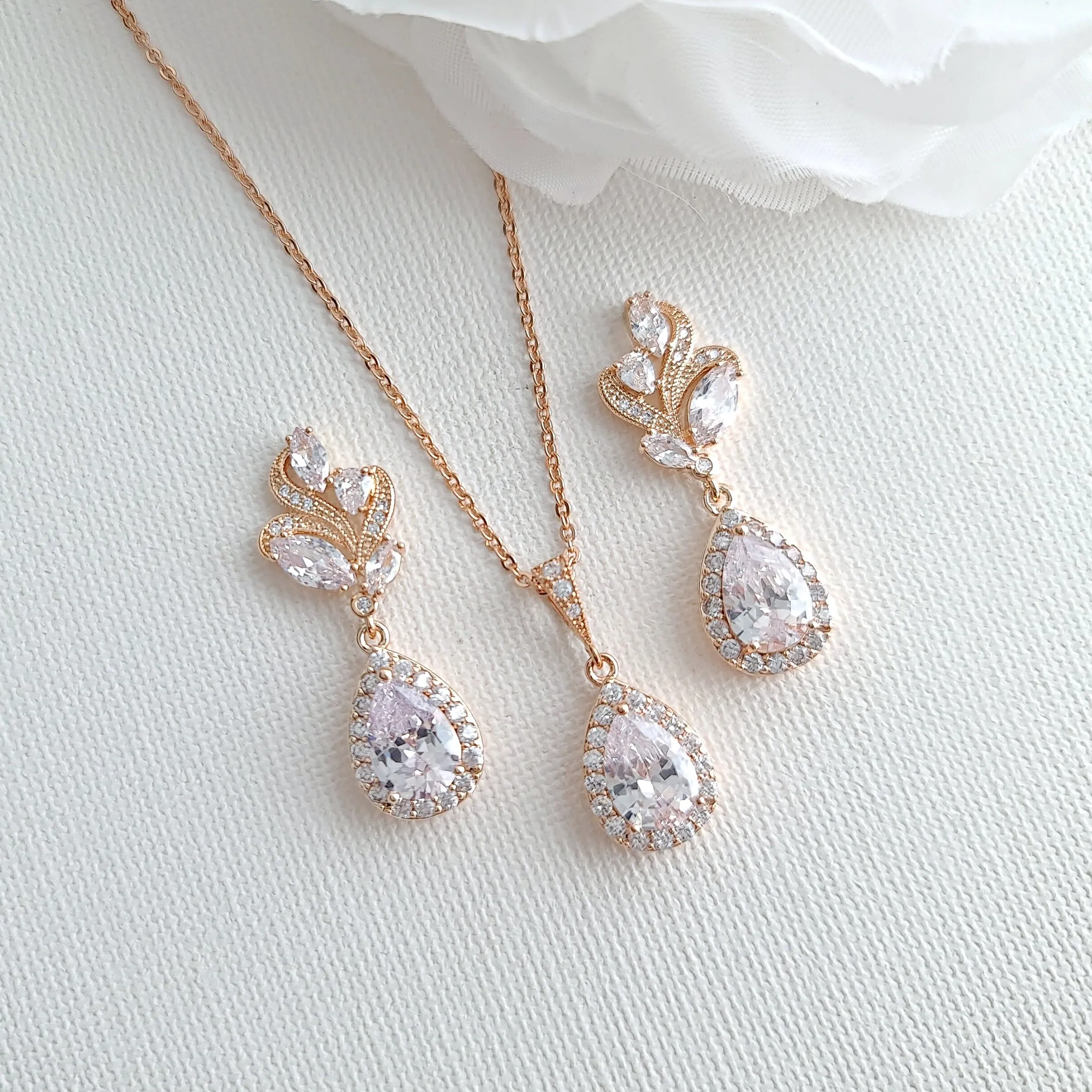 Rose Gold Jewelry Set For Wedding-Wavy