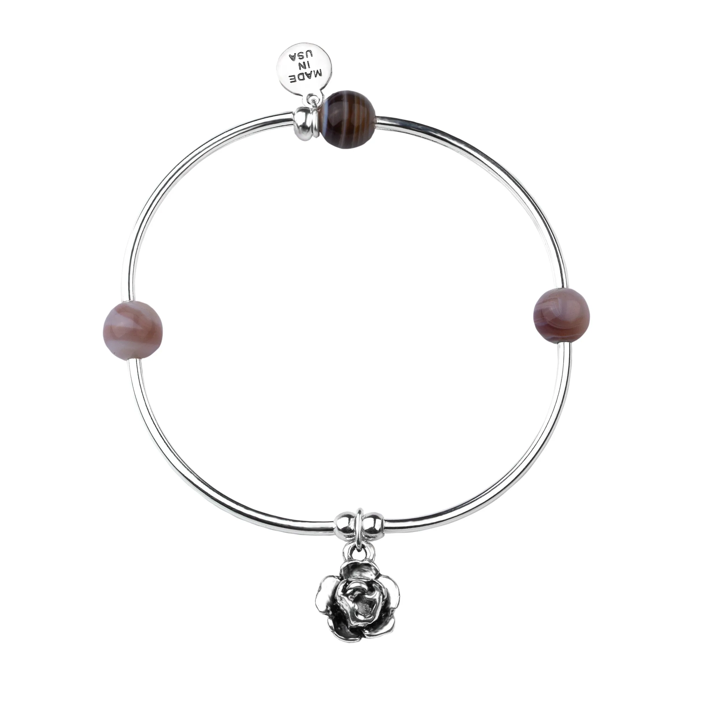 Rose | Soft Bangle Charm Bracelet | Botswana