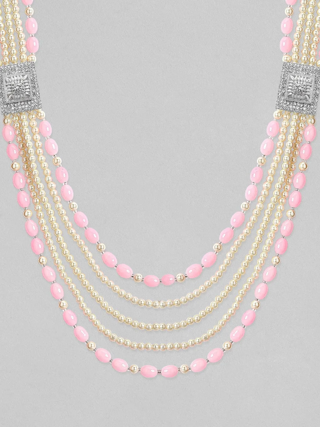 Rubans Pink & Gold Beaded Layered Mens Necklace.