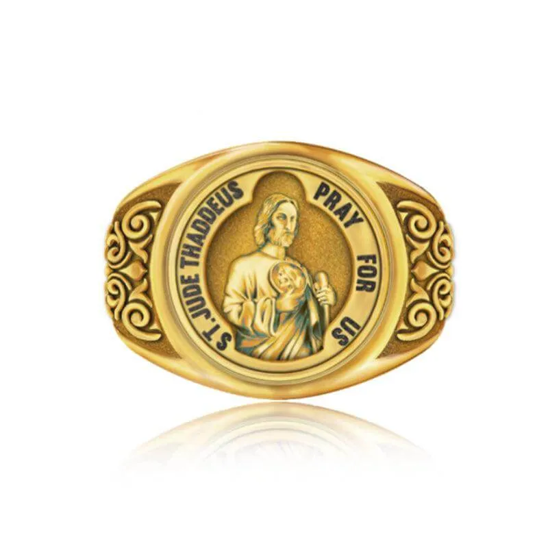 Saint Jude Pray For Us Ring Band Silver Saint Jude Ring Religious Christian Gift