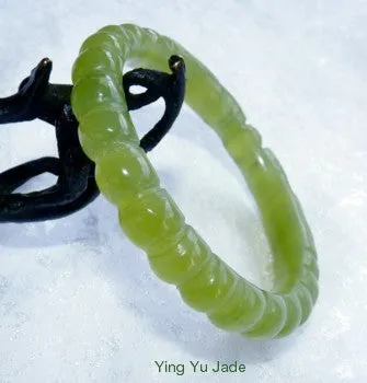 Sale-Two Dragons Hold Pearl Classic Round Dynasty Carved Chinese Jade Bangle Bracelet 64mm (NJCARV-DD-64 mm)