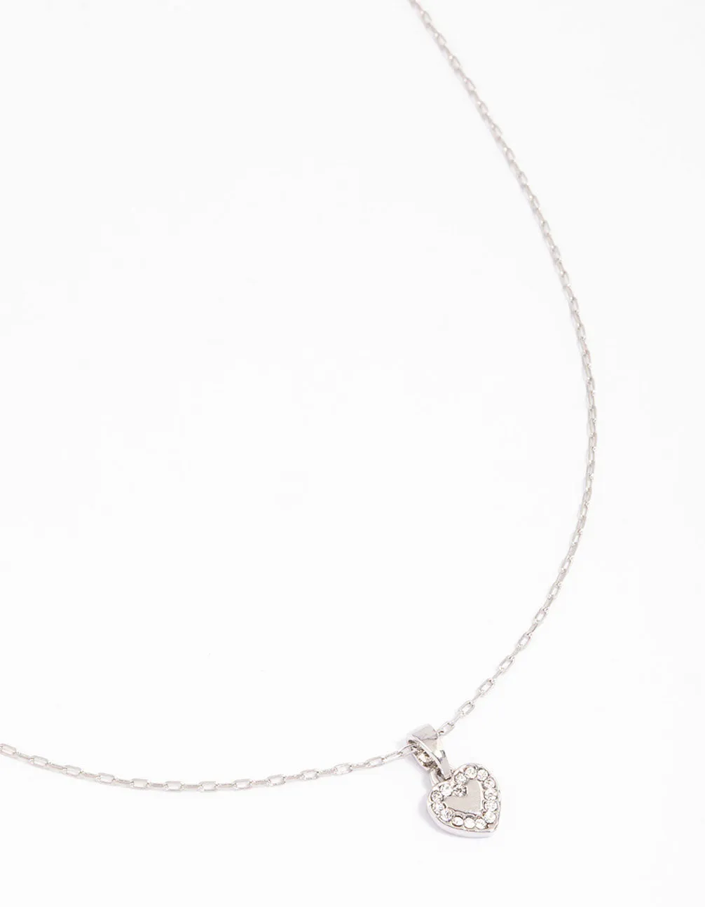 Silver Diamante Mini Heart Pendant Necklace