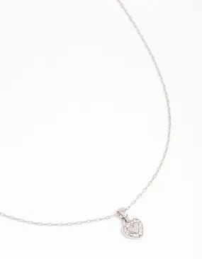 Silver Diamante Mini Heart Pendant Necklace