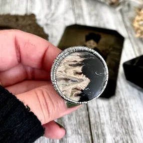 Size 6.5 Large Fossilized Palm Root Statement Ring in Fine Silver / Foxlark Collection - One of a Kind