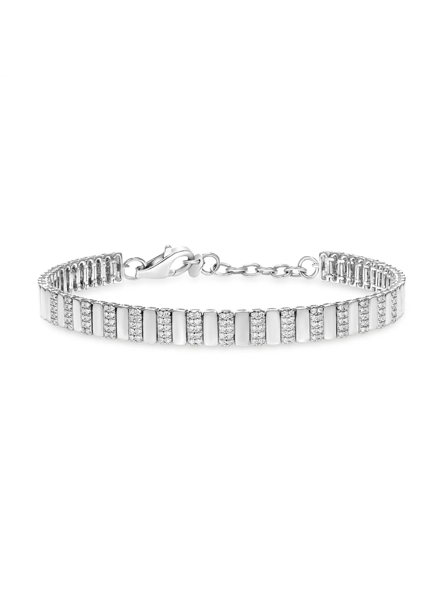 Skinny Fluted Diamond Bracelet 14K