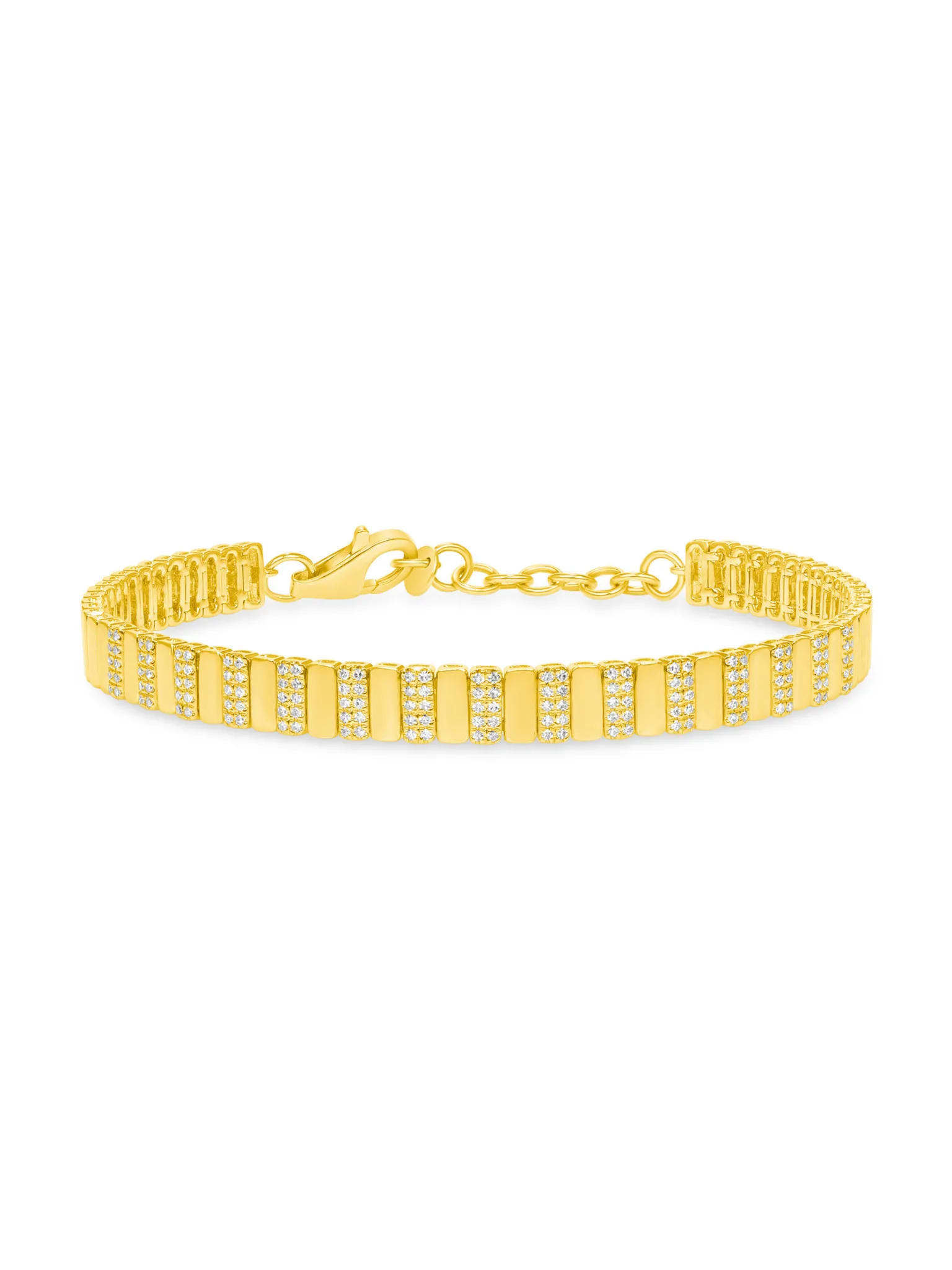 Skinny Fluted Diamond Bracelet 14K