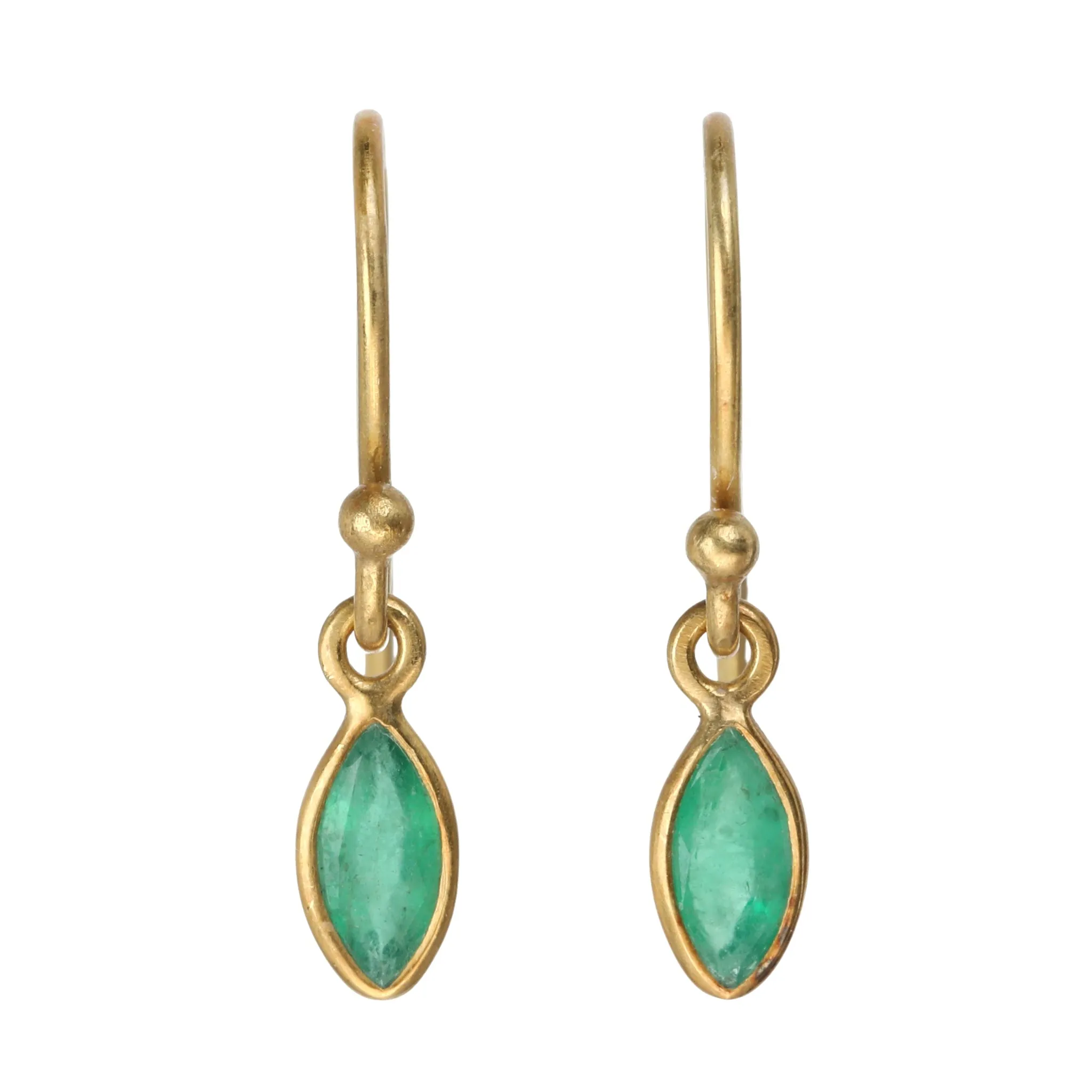 Small Marquise Emerald Drop Earrings