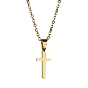 Small Modern Cross Necklace - Gold