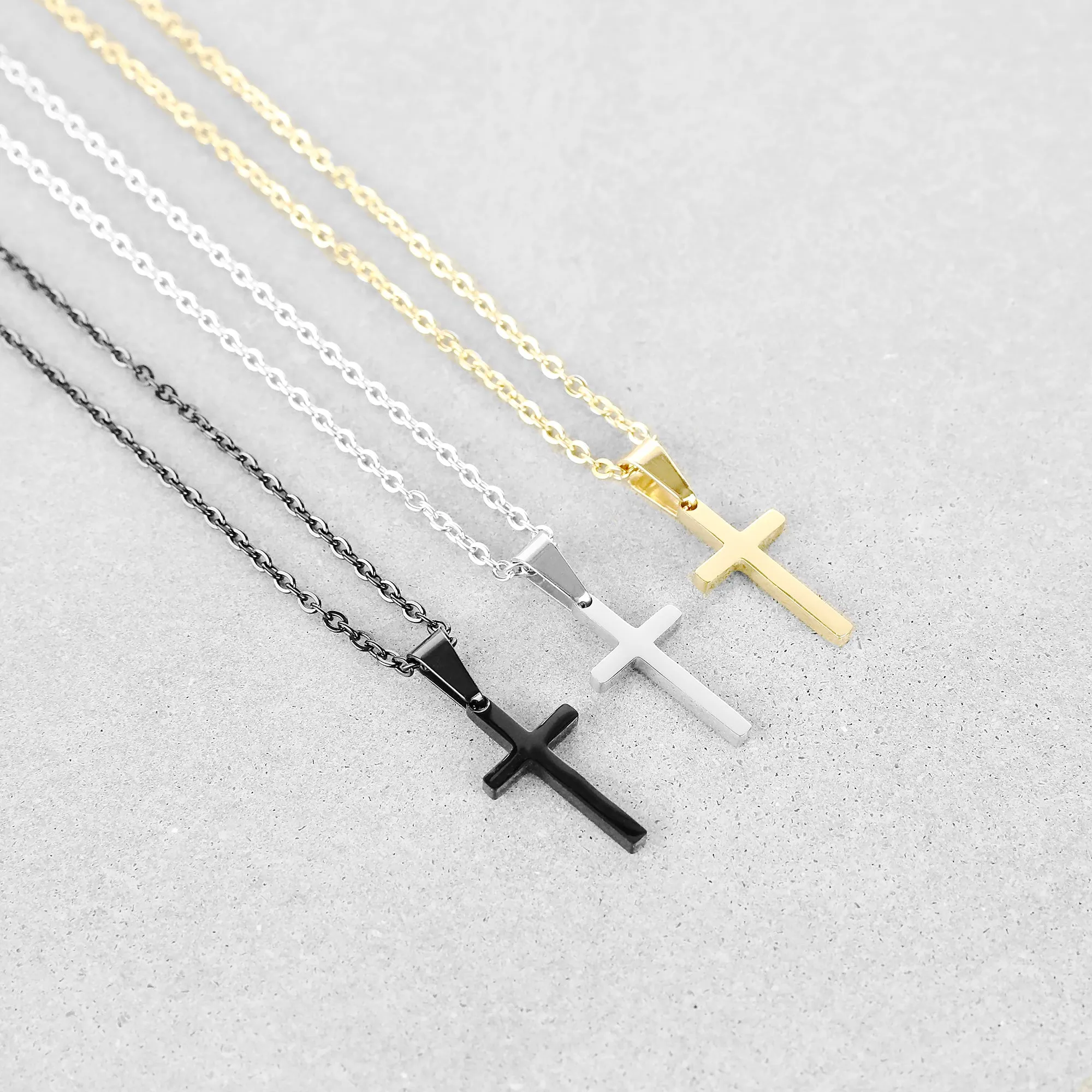 Small Modern Cross Necklace - Gold