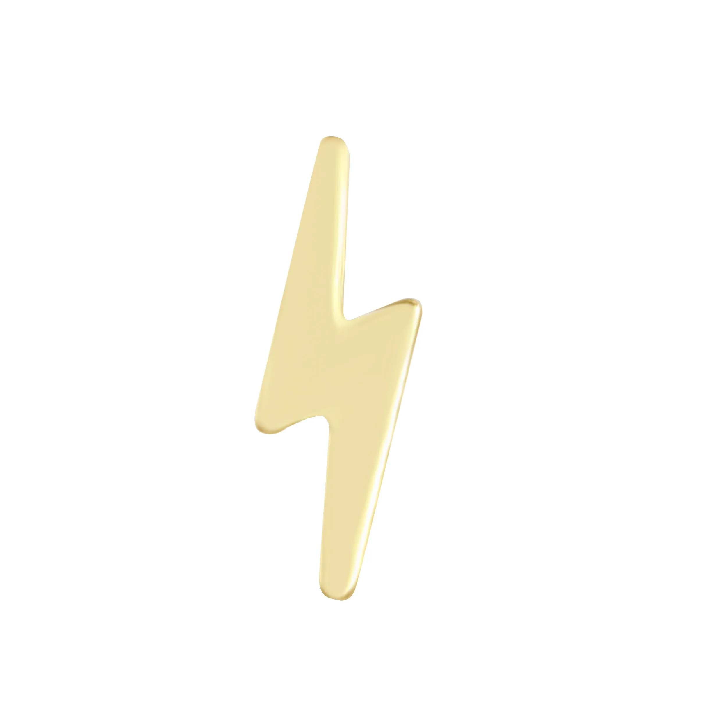 Solid Gold Lightning Bolt Single Stud Earring, 14K