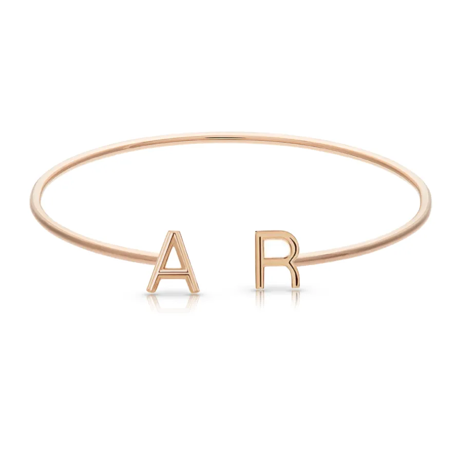 Solid Initials Thin Cuff Bangle