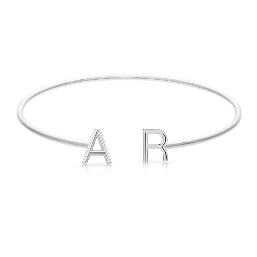 Solid Initials Thin Cuff Bangle