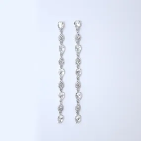 Sparkling Swarovski Crystal Cascade: Long Dainty Diamond Drop Earrings, Long Bridal Jewelry, Bridal Earrings, Crystal Bridal Earrings Cz