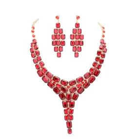 Special Occasion Crystal Statement Drop Evening Necklace