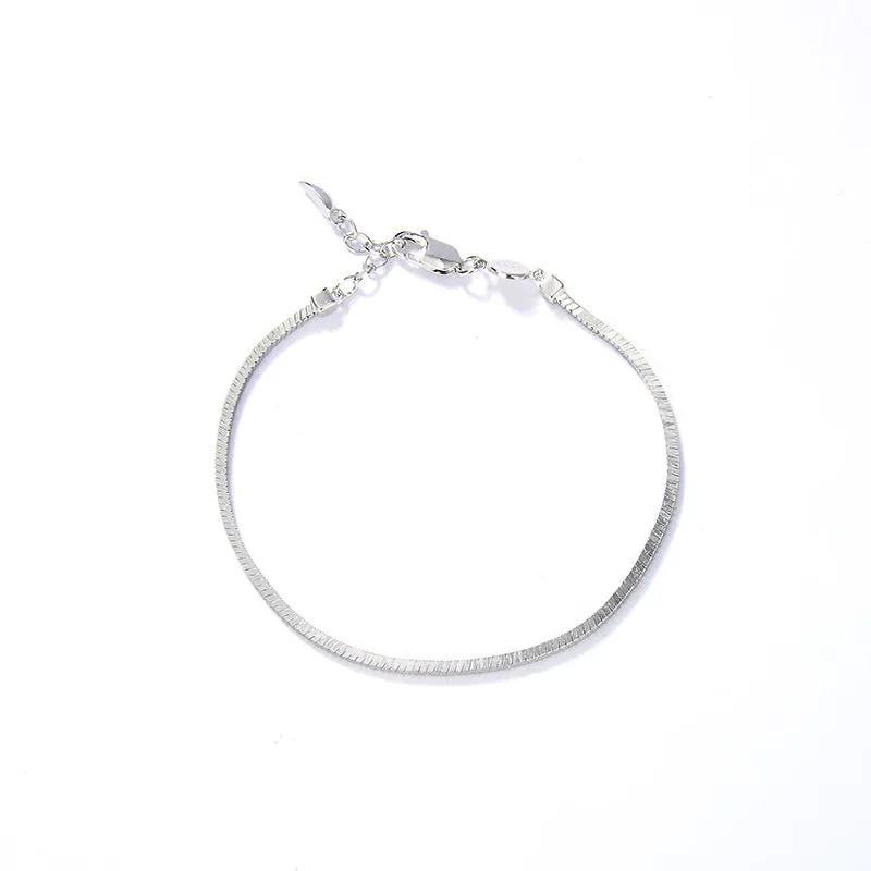 Stackable Snake Bone Chain Bracelet Silver