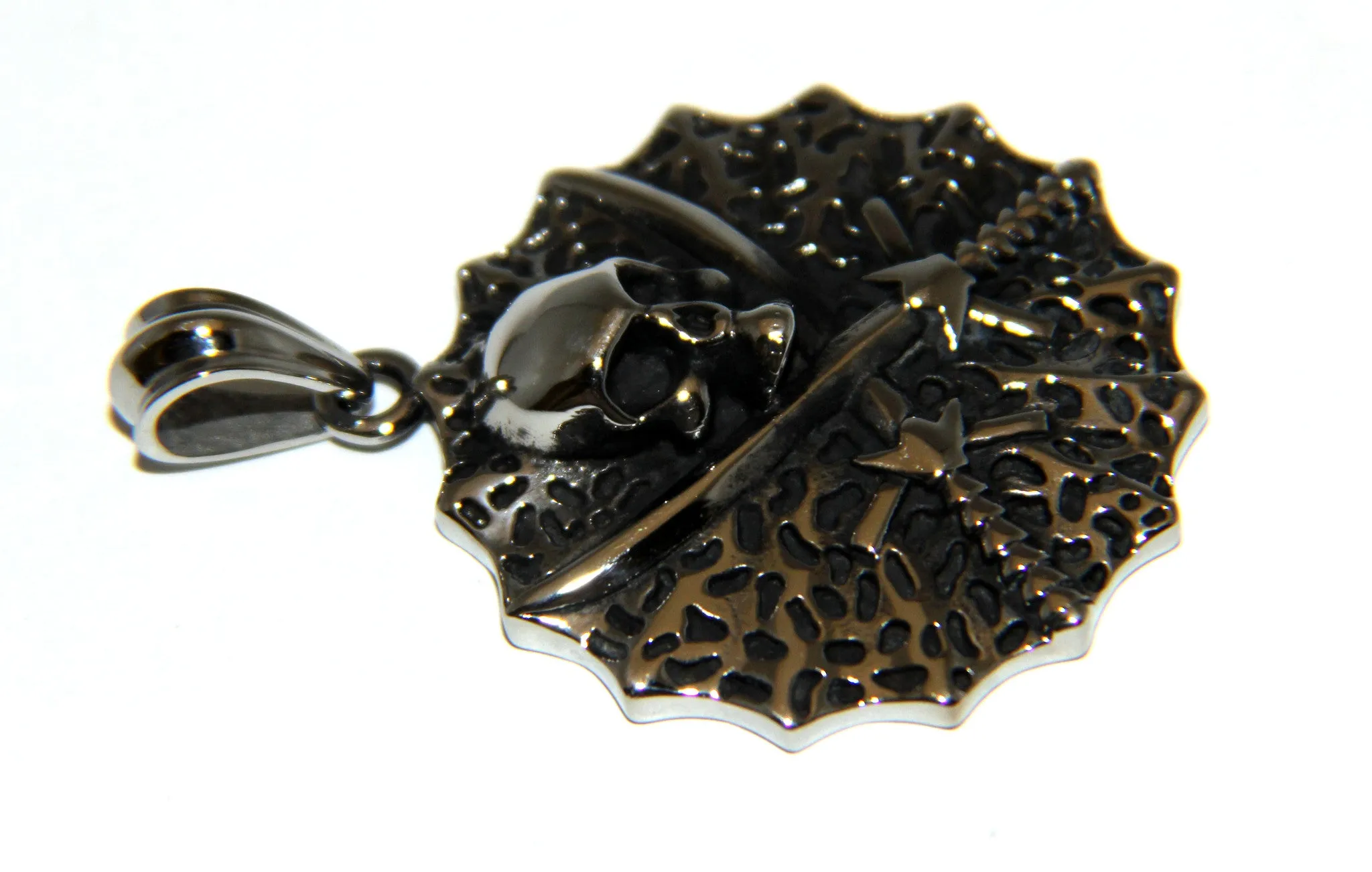 Stainless Steel Skull Shield Pendant - UDINC0468