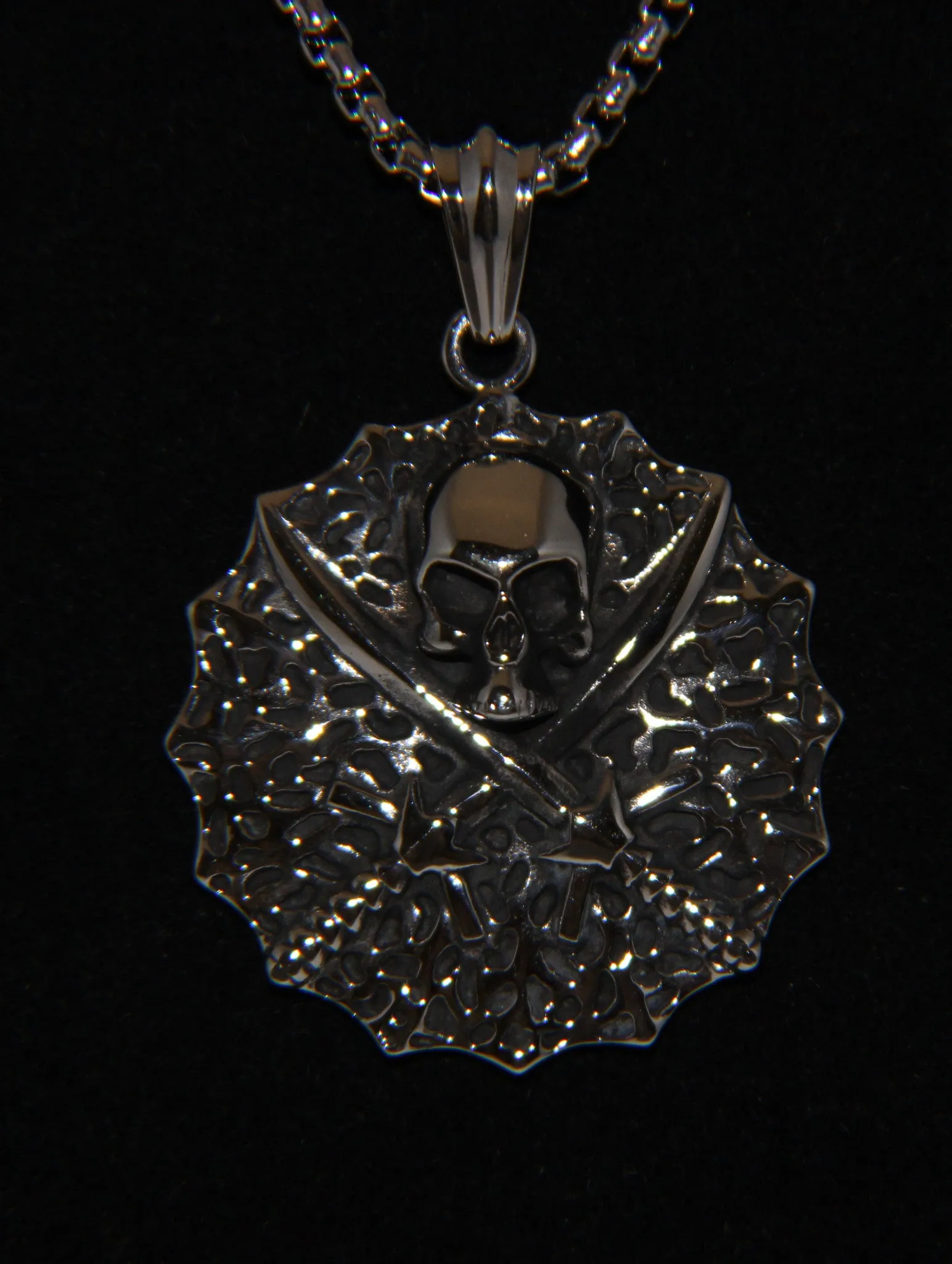 Stainless Steel Skull Shield Pendant - UDINC0468