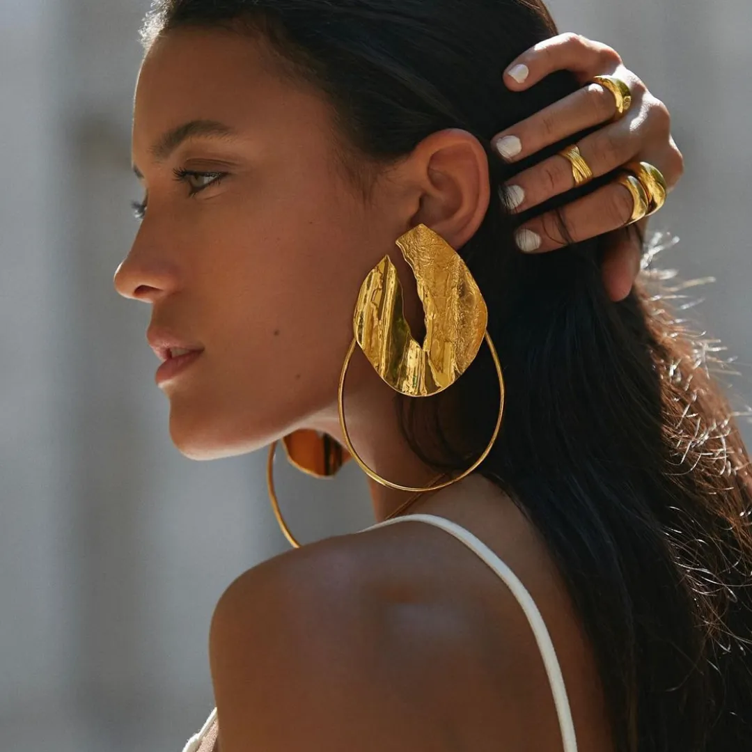 Statement Textured Hoop Earrings