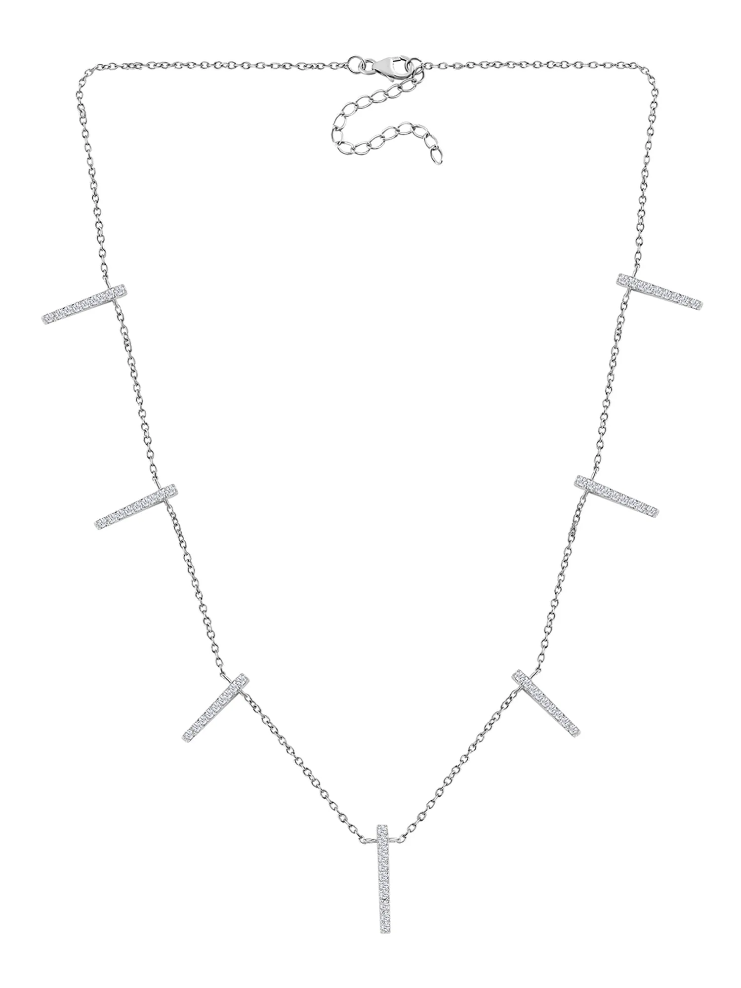 Station Choker Necklace For Women In Silver