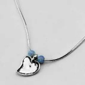 Sterling silver 925 heart necklace with blue opals love jewelry